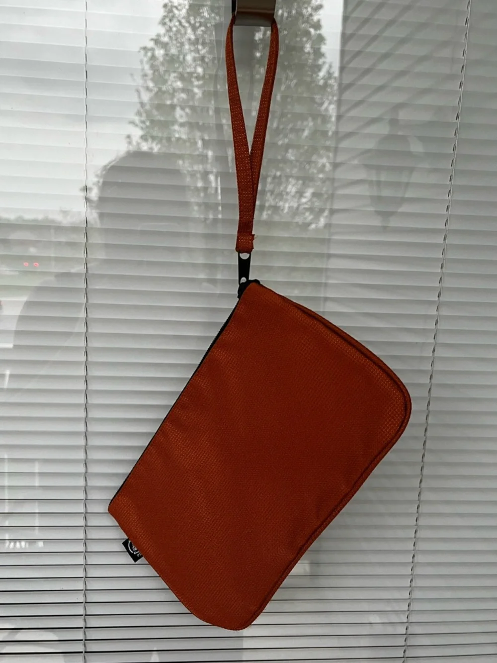Penguin Print Orange Recycled Plastic Wristlet Clutch Pouch